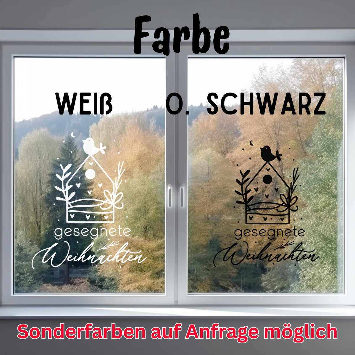 Fensteraufkleber gesegnete Weihnachten Häuschen Fensterbild Aufkleber Fenstersticker Winterfensterbild Minimalistische Jahreszeiten Deko