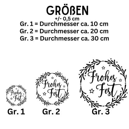 Fensterbild Weihnachtskranz Frohes Fest Weihnachten minimalistische Weihnachtsdekoration Sticker Adventsdeko 2 Farben 3 Größen Diy Aufkleber