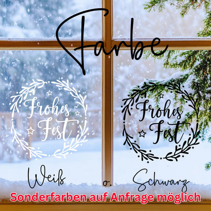 Fensterbild Weihnachtskranz Frohes Fest Weihnachten minimalistische Weihnachtsdekoration Sticker Adventsdeko 2 Farben 3 Größen Diy Aufkleber