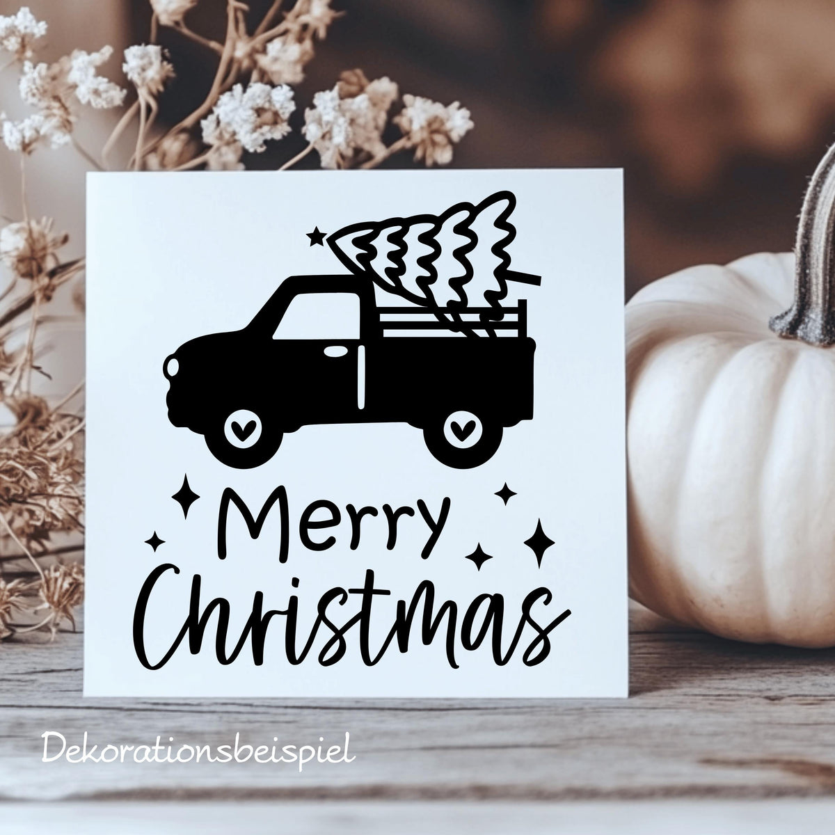 Fensteraufkleber merry christmas Truck mit Tannenbaum Weihnachten Fensterbild Aufkleber Fenstersticker Winterfensterbild Jahreszeiten Deko
