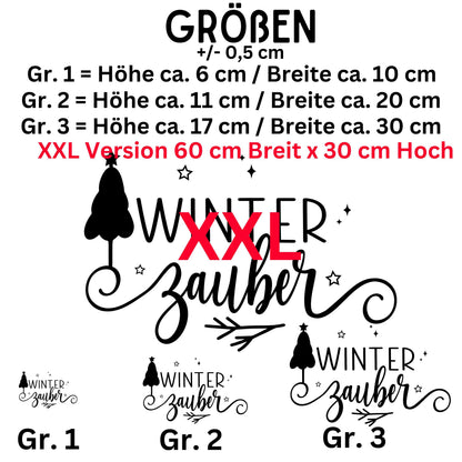 Fensteraufkleber Winterzauber Fensterbild Aufkleber Fenstersticker Jahreszeiten Weihnachten Advent Winter Deko 3 Größen plus XXL 2 Farben