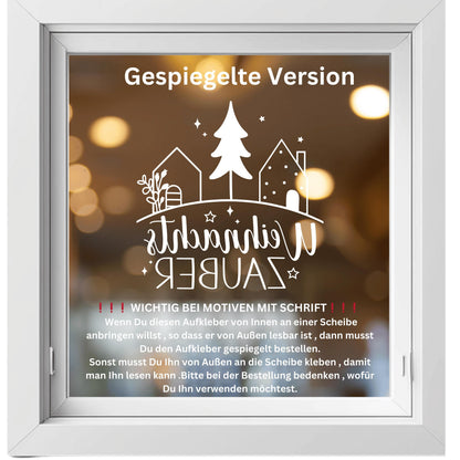 Weihnachtsfensterbild Häuser minimalistisch Weihnachten Fensterbild Weihnachtsdeko Sticker Weihnachtszauber in 2 Farben 3 Größen Aufkleber