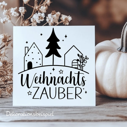 Weihnachtsfensterbild Häuser minimalistisch Weihnachten Fensterbild Weihnachtsdeko Sticker Weihnachtszauber in 2 Farben 3 Größen Aufkleber