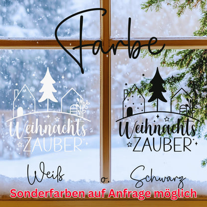 Weihnachtsfensterbild Häuser minimalistisch Weihnachten Fensterbild Weihnachtsdeko Sticker Weihnachtszauber in 2 Farben 3 Größen Aufkleber