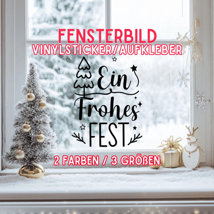 Weihnachtsfensterbild Fensteraufkleber Ein frohes Fest Weihnachten Fensterbild Aufkleber Winter Advent Jahreszeiten Deko 2 Farben 3 Größen
