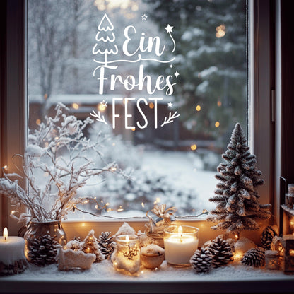 Weihnachtsfensterbild Fensteraufkleber Ein frohes Fest Weihnachten Fensterbild Aufkleber Winter Advent Jahreszeiten Deko 2 Farben 3 Größen