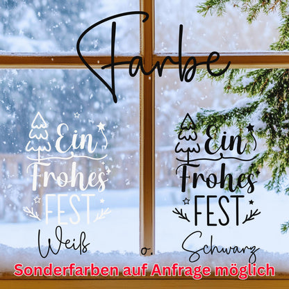 Weihnachtsfensterbild Fensteraufkleber Ein frohes Fest Weihnachten Fensterbild Aufkleber Winter Advent Jahreszeiten Deko 2 Farben 3 Größen
