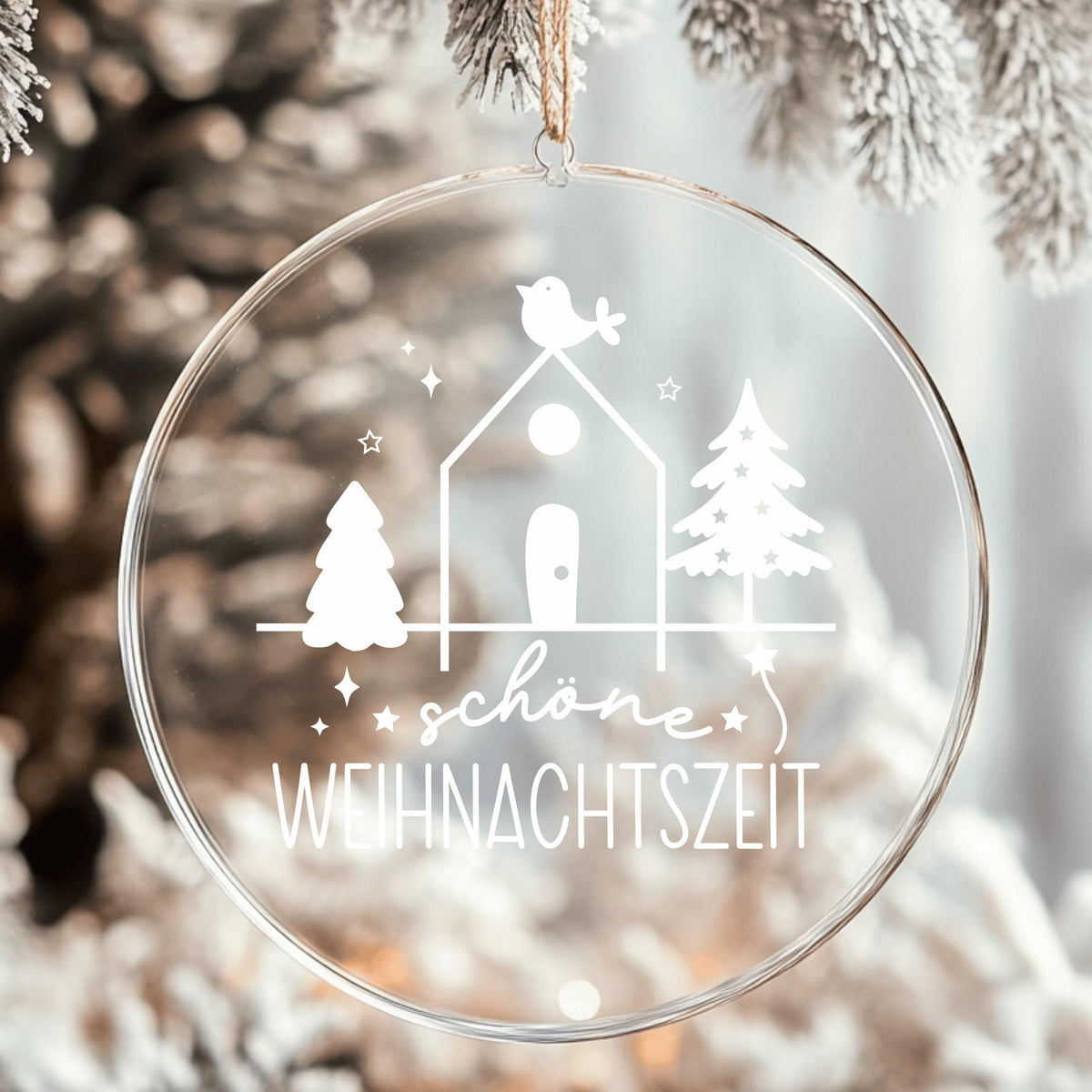 Fensteraufkleber schöne Weihnachtszeit Vogel Häuschen Weihnachten Fensterbild Aufkleber Fenstersticker Winter Deko in 2 Farben 3 Größen