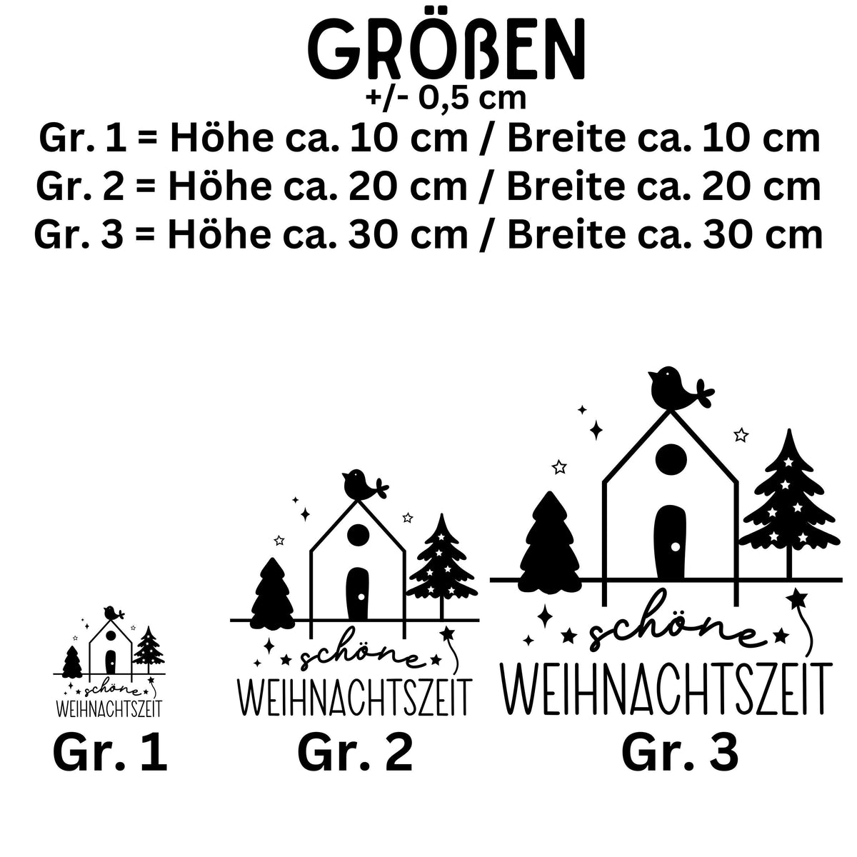 Fensteraufkleber schöne Weihnachtszeit Vogel Häuschen Weihnachten Fensterbild Aufkleber Fenstersticker Winter Deko in 2 Farben 3 Größen