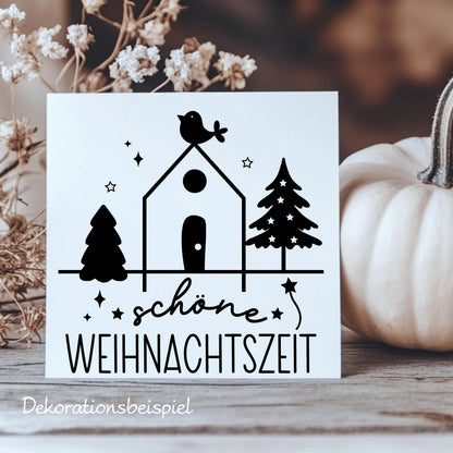 Fensteraufkleber schöne Weihnachtszeit Vogel Häuschen Weihnachten Fensterbild Aufkleber Fenstersticker Winter Deko in 2 Farben 3 Größen