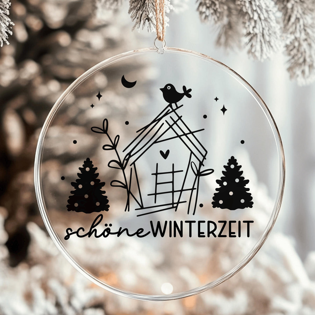 Fensteraufkleber schöne Winterzeit Häuschen Weihnachten Fensterbild Aufkleber Fenstersticker Winter Jahreszeiten Deko 2 Farben 3 Größen