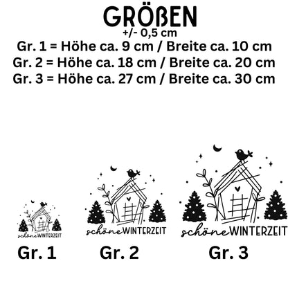 Fensteraufkleber schöne Winterzeit Häuschen Weihnachten Fensterbild Aufkleber Fenstersticker Winter Jahreszeiten Deko 2 Farben 3 Größen