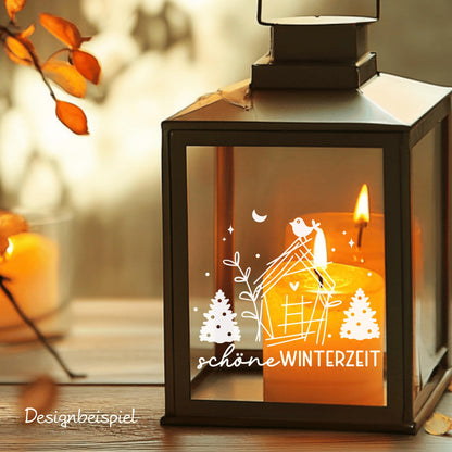 Fensteraufkleber schöne Winterzeit Häuschen Weihnachten Fensterbild Aufkleber Fenstersticker Winter Jahreszeiten Deko 2 Farben 3 Größen
