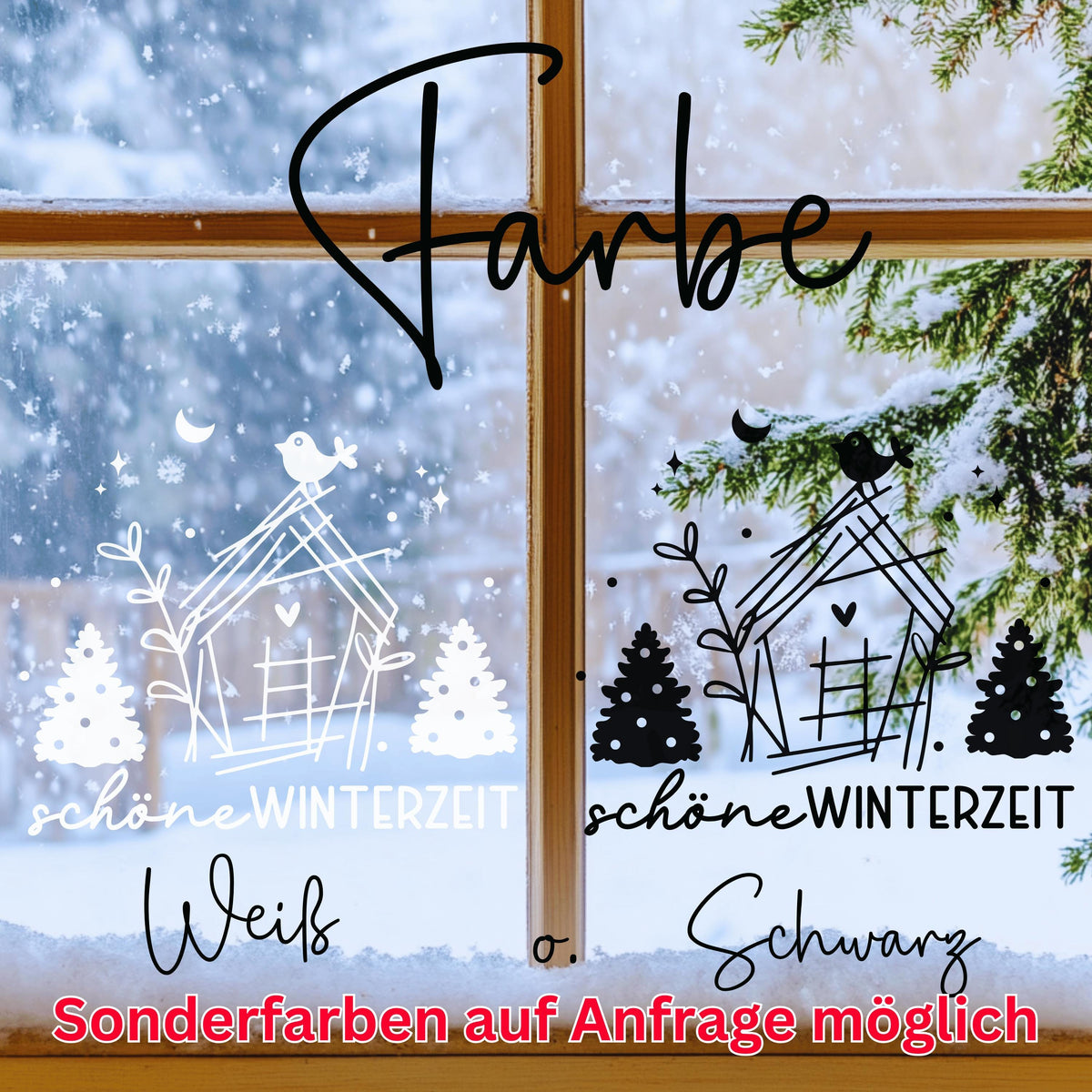 Fensteraufkleber schöne Winterzeit Häuschen Weihnachten Fensterbild Aufkleber Fenstersticker Winter Jahreszeiten Deko 2 Farben 3 Größen