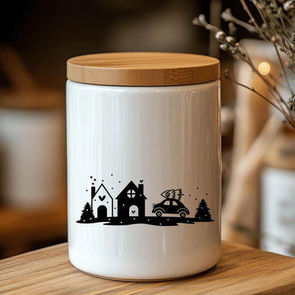 Fensteraufkleber Winterzeit Häuser Szene Weihnachten Fensterbild Diy Aufkleber Advent Fenstersticker  Dekoration 3 Größen plus XXL 2 Farben