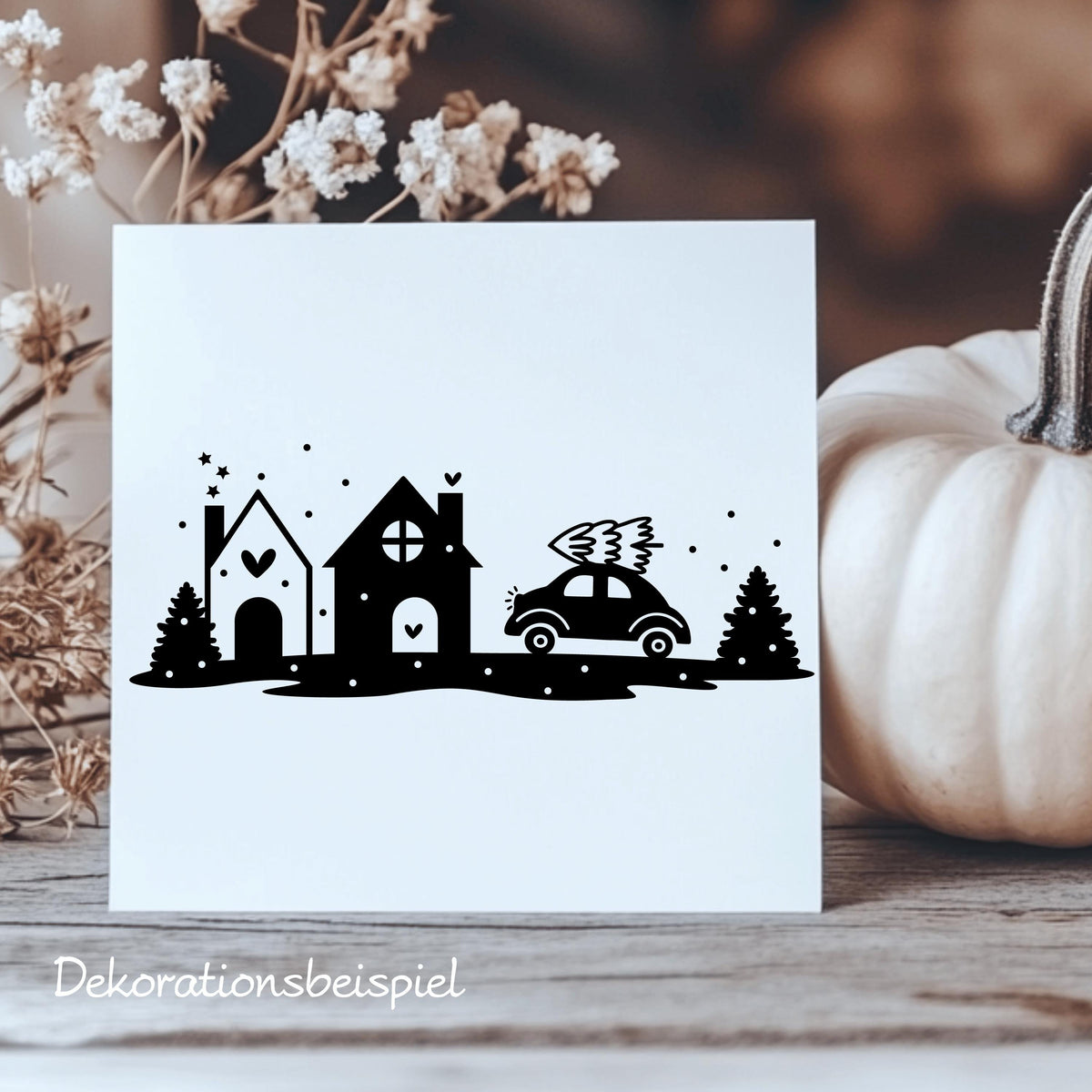 Fensteraufkleber Winterzeit Häuser Szene Weihnachten Fensterbild Diy Aufkleber Advent Fenstersticker  Dekoration 3 Größen plus XXL 2 Farben