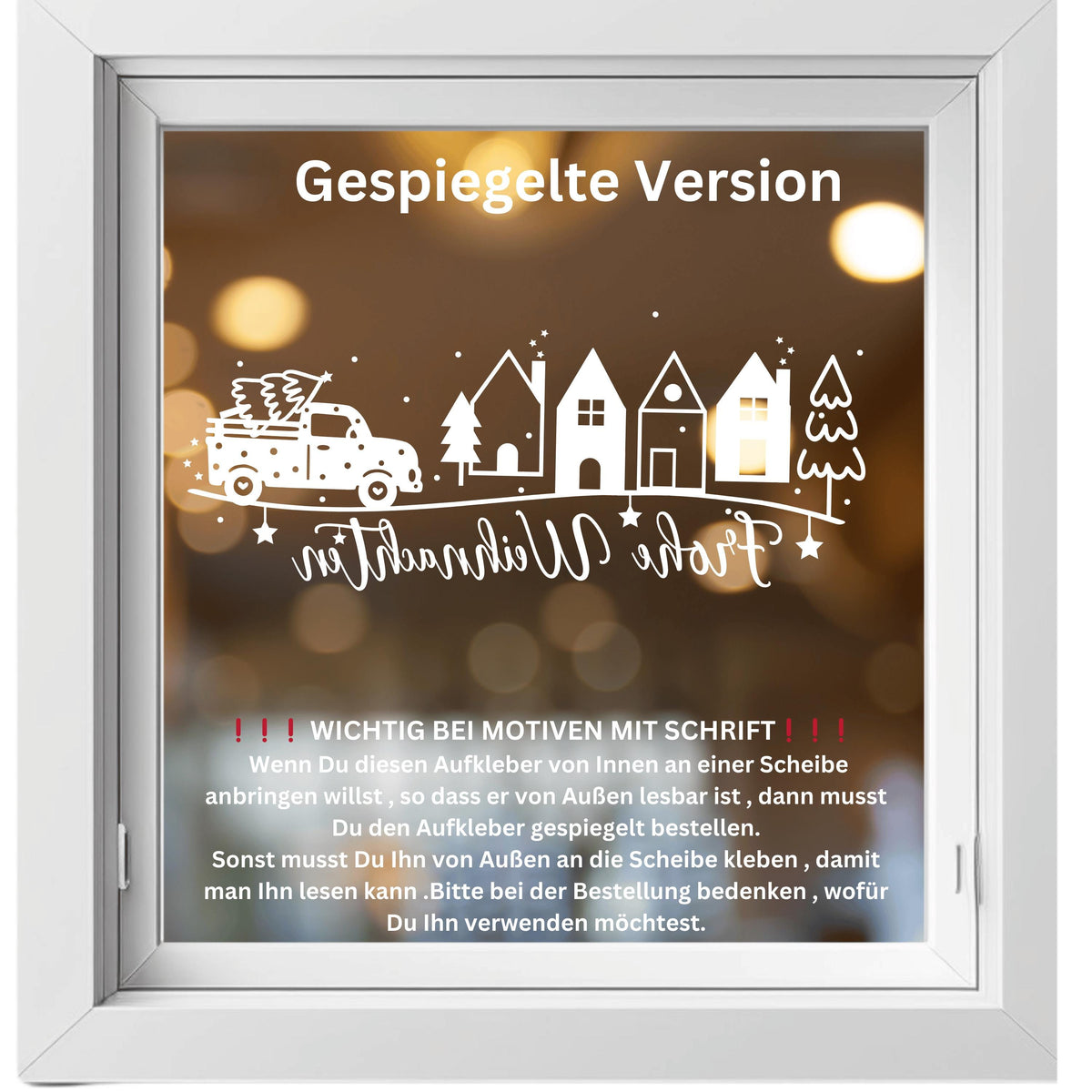 Fensteraufkleber Frohe Weihnachten Szene Weihnachten Fensterbild Diy Aufkleber Advent Fenstersticker  Dekoration 3 Größen plus XXL 2 Farben