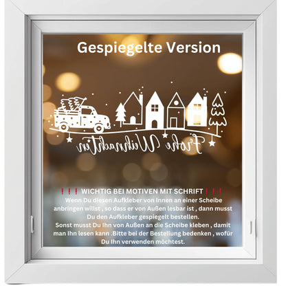 Fensteraufkleber Frohe Weihnachten Szene Weihnachten Fensterbild Diy Aufkleber Advent Fenstersticker  Dekoration 3 Größen plus XXL 2 Farben