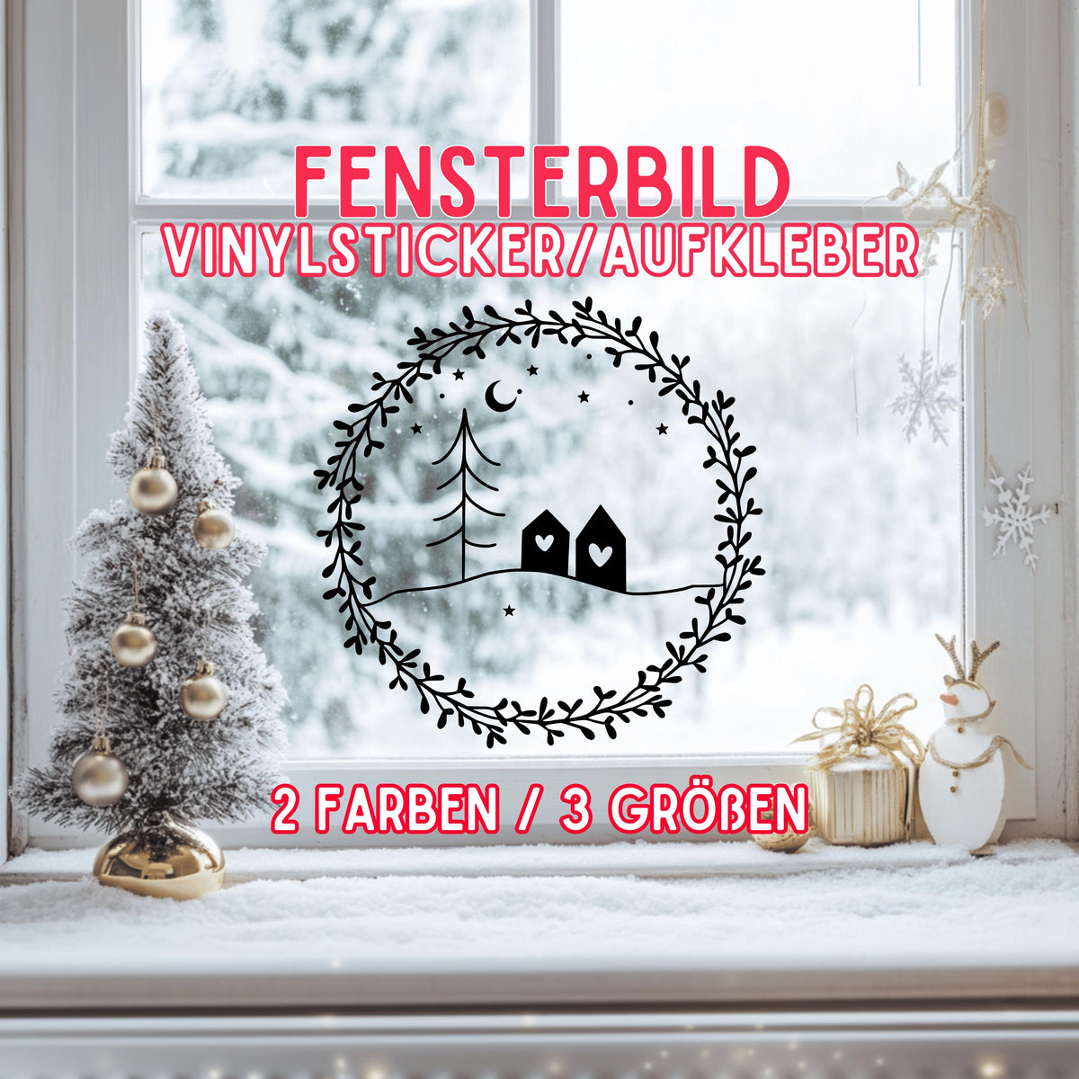 Fensteraufkleber Weihnachten Weihnachtsdeko Fensterbild Aufkleber Fenstersticker Weihnachtsfensterbild 3 Größen Minimalistisch Skandinavisch