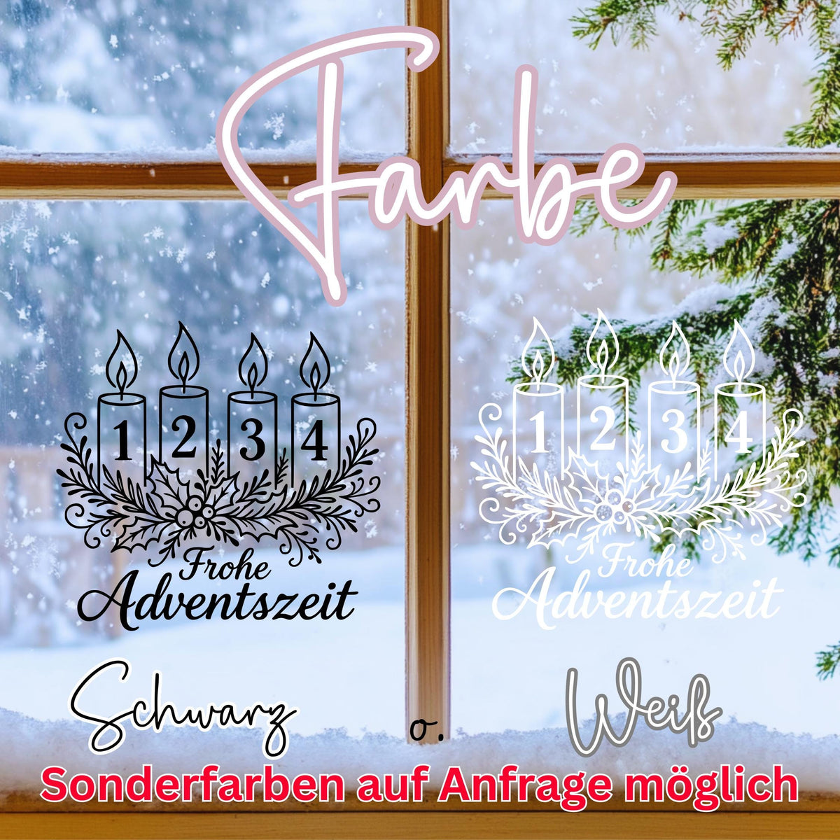 Fensterbild Sticker Frohe Adventszeit| Vinyl Aufkleber | Weihnachtsdeko Handmade , Deko für Advent und Weihnachten, Fensteraufkleber modern
