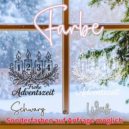 Fensterbild Sticker Frohe Adventszeit| Vinyl Aufkleber | Weihnachtsdeko Handmade , Deko für Advent und Weihnachten, Fensteraufkleber modern