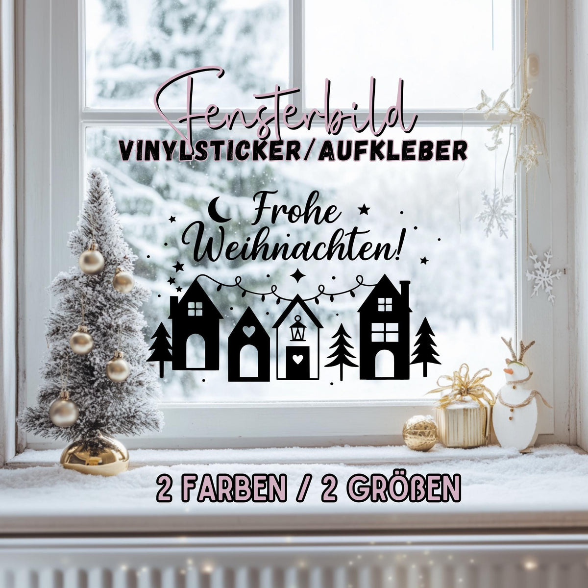 Fensterbild Sticker Frohe Weihnachszeit Szene | Vinyl Aufkleber | Weihnachtsdeko Handmade , Deko Advent und Weihnachten, Fensteraufkleber