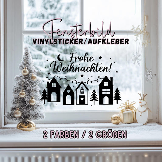 Fensterbild Sticker Frohe Weihnachszeit Szene | Vinyl Aufkleber | Weihnachtsdeko Handmade , Deko Advent und Weihnachten, Fensteraufkleber