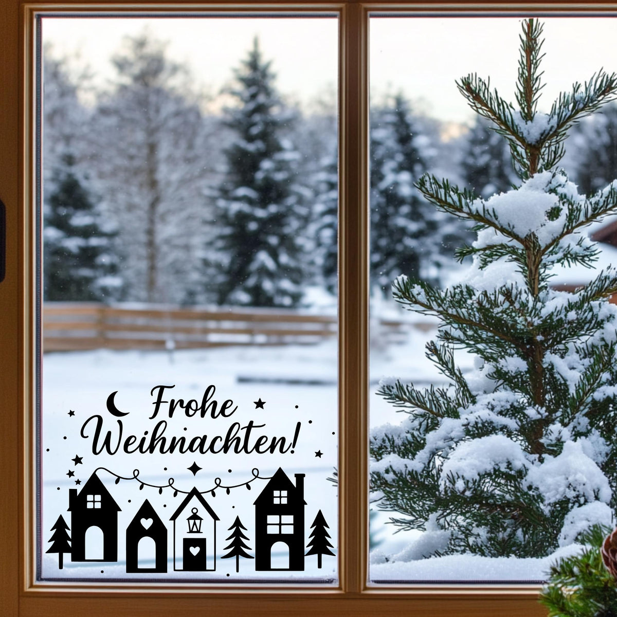 Fensterbild Sticker Frohe Weihnachszeit Szene | Vinyl Aufkleber | Weihnachtsdeko Handmade , Deko Advent und Weihnachten, Fensteraufkleber