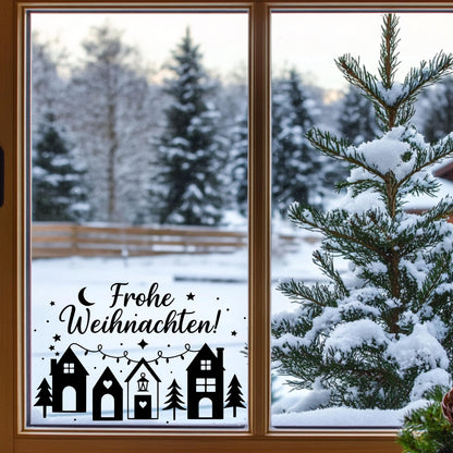 Fensterbild Sticker Frohe Weihnachszeit Szene | Vinyl Aufkleber | Weihnachtsdeko Handmade , Deko Advent und Weihnachten, Fensteraufkleber