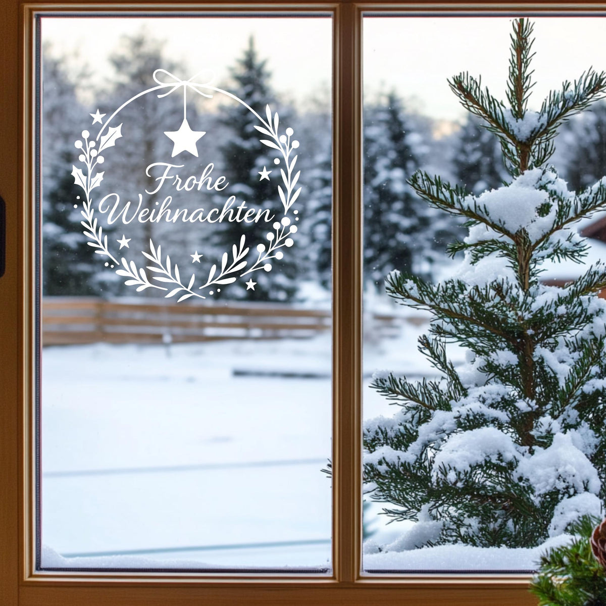 Fensterbild Sticker Frohe Weihnachten | Vinyl Aufkleber | Weihnachtsdeko Handmade ,Deko für Advent u. Weihnachten, Fensteraufkleber Exklusiv