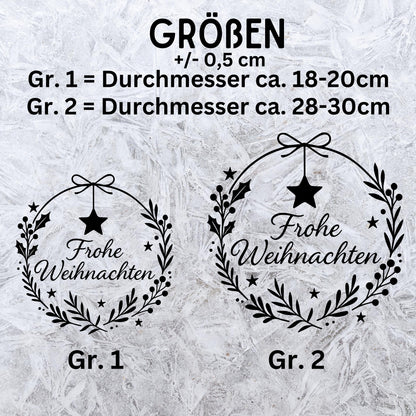 Fensterbild Sticker Frohe Weihnachten | Vinyl Aufkleber | Weihnachtsdeko Handmade ,Deko für Advent u. Weihnachten, Fensteraufkleber Exklusiv