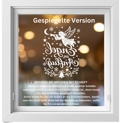 Fensterbild Sticker Engel im Anflug | Vinyl Aufkleber | Weihnachtsdeko Handmade ,Deko für Advent u. Weihnachten, Fensteraufkleber Exklusiv