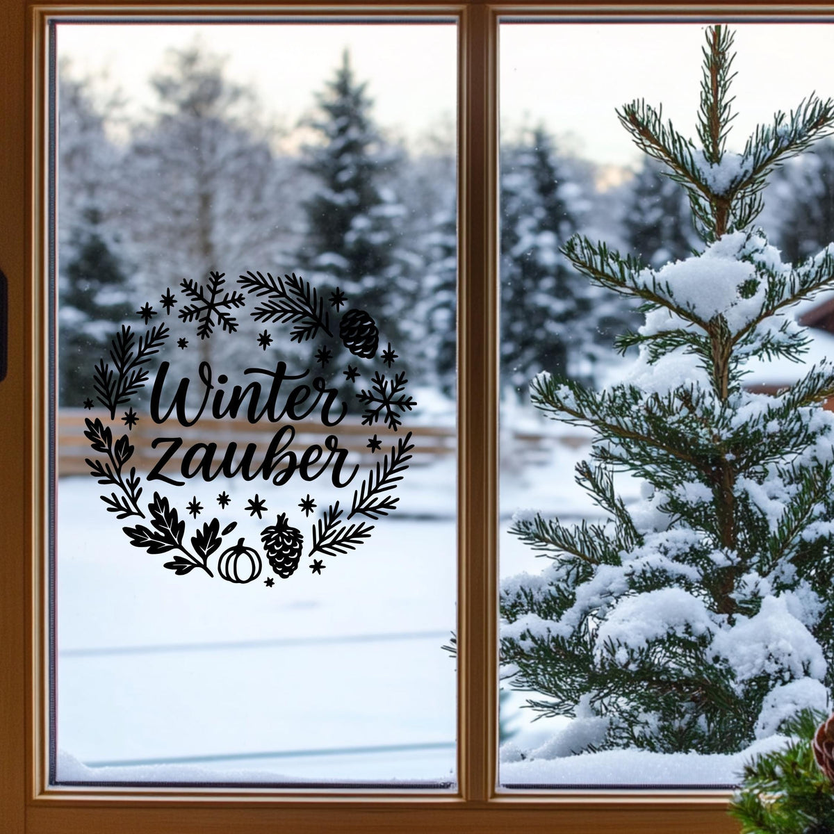 Fensterbild Sticker Winterzauber | Aufkleber| saisonale Deko für Winterzeit , Advent und Weihnachten, Fensteraufkleber , Exklusives Design
