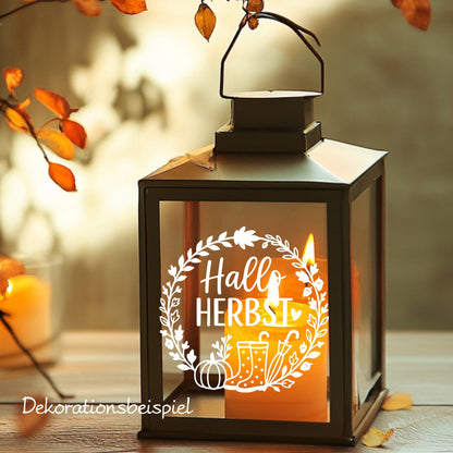 Fensterbild Hallo Herbst, Herbstzeit Deko, Herbstlicher Aufkleber Fensterdekoration , Herbstdekoration , Sticker Kürbis,Gummistiefel, Schirm