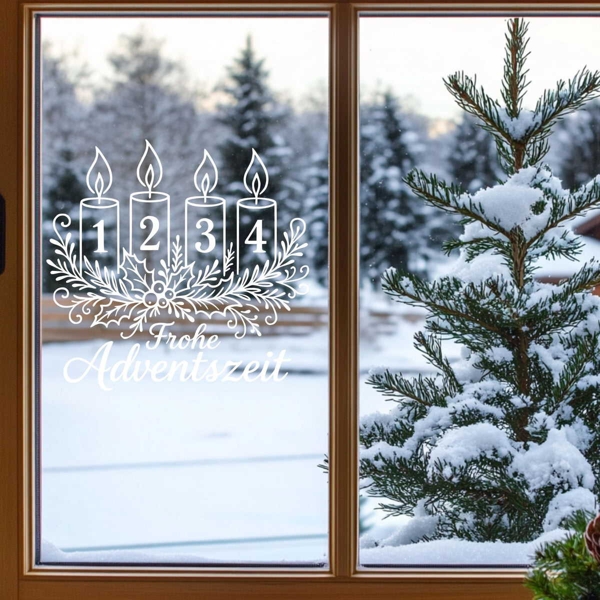 Fensterbild Sticker Frohe Adventszeit| Vinyl Aufkleber | Weihnachtsdeko Handmade , Deko für Advent und Weihnachten, Fensteraufkleber modern
