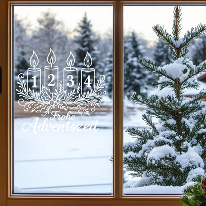 Fensterbild Sticker Frohe Adventszeit| Vinyl Aufkleber | Weihnachtsdeko Handmade , Deko für Advent und Weihnachten, Fensteraufkleber modern