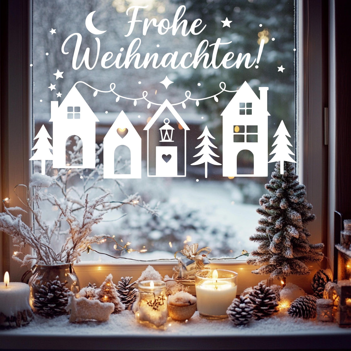 Fensterbild Sticker Frohe Weihnachszeit Szene | Vinyl Aufkleber | Weihnachtsdeko Handmade , Deko Advent und Weihnachten, Fensteraufkleber