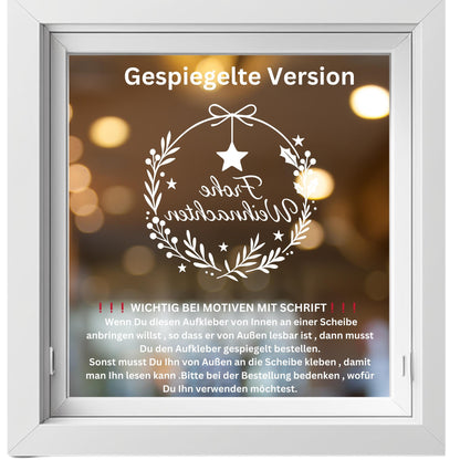 Fensterbild Sticker Frohe Weihnachten | Vinyl Aufkleber | Weihnachtsdeko Handmade ,Deko für Advent u. Weihnachten, Fensteraufkleber Exklusiv
