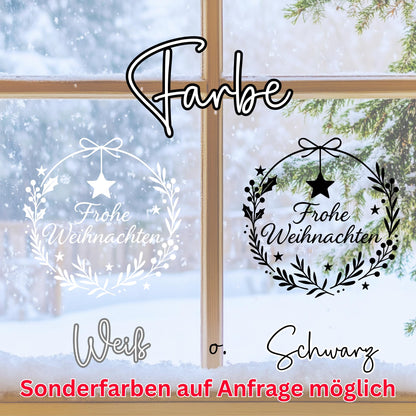 Fensterbild Sticker Frohe Weihnachten | Vinyl Aufkleber | Weihnachtsdeko Handmade ,Deko für Advent u. Weihnachten, Fensteraufkleber Exklusiv