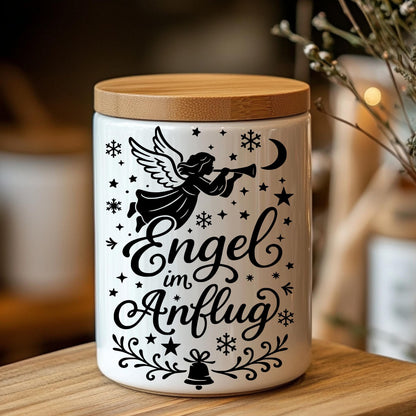 Fensterbild Sticker Engel im Anflug | Vinyl Aufkleber | Weihnachtsdeko Handmade ,Deko für Advent u. Weihnachten, Fensteraufkleber Exklusiv