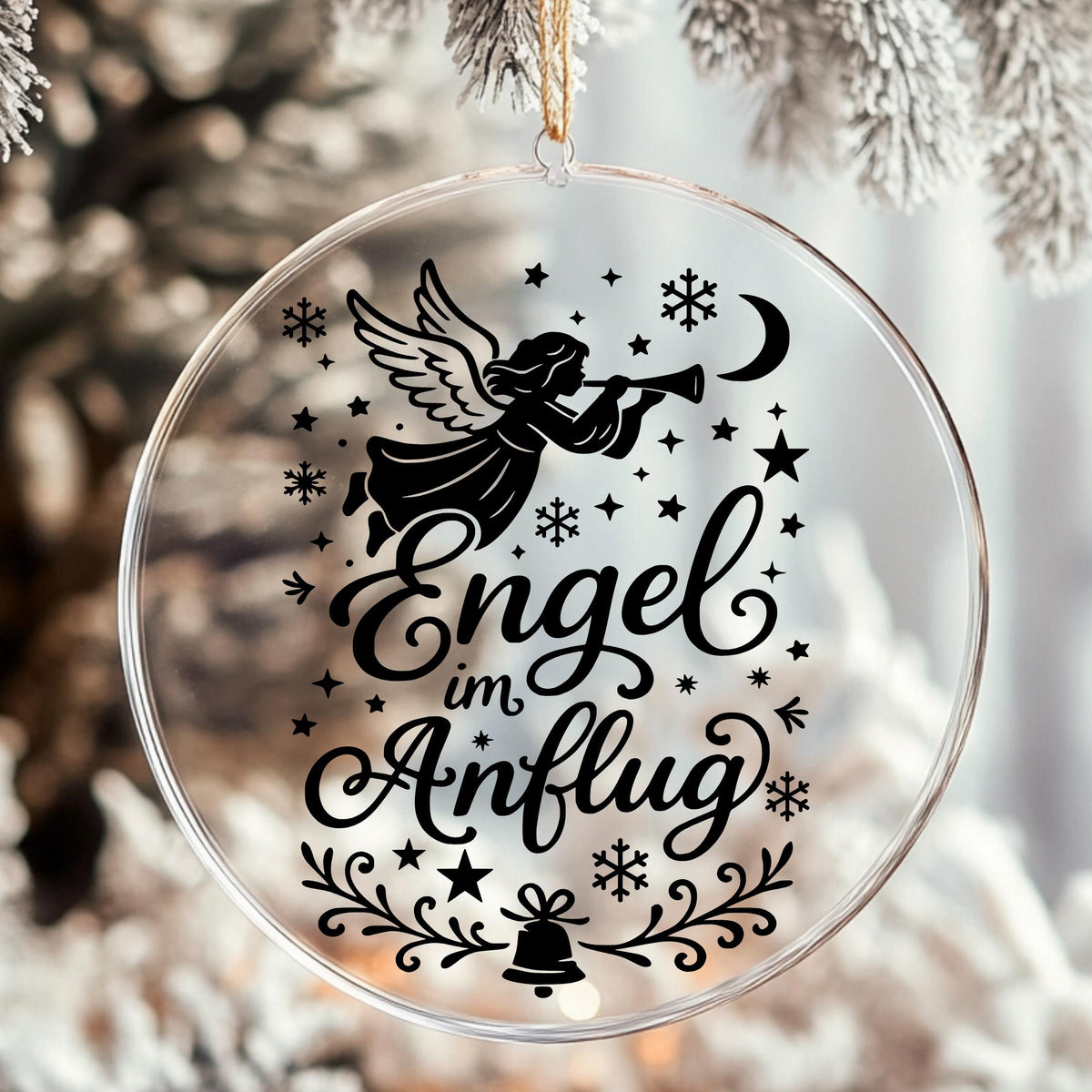 Fensterbild Sticker Engel im Anflug | Vinyl Aufkleber | Weihnachtsdeko Handmade ,Deko für Advent u. Weihnachten, Fensteraufkleber Exklusiv
