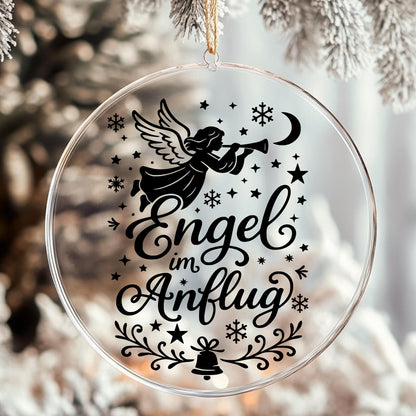 Fensterbild Sticker Engel im Anflug | Vinyl Aufkleber | Weihnachtsdeko Handmade ,Deko für Advent u. Weihnachten, Fensteraufkleber Exklusiv
