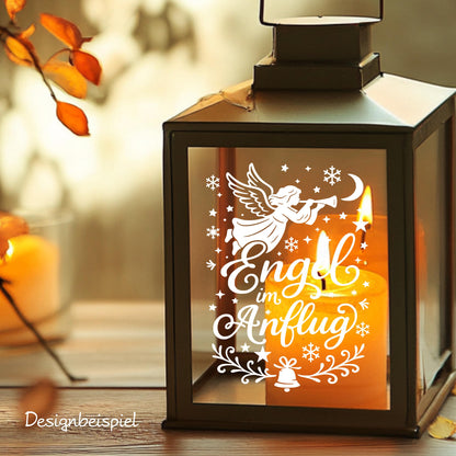 Fensterbild Sticker Engel im Anflug | Vinyl Aufkleber | Weihnachtsdeko Handmade ,Deko für Advent u. Weihnachten, Fensteraufkleber Exklusiv