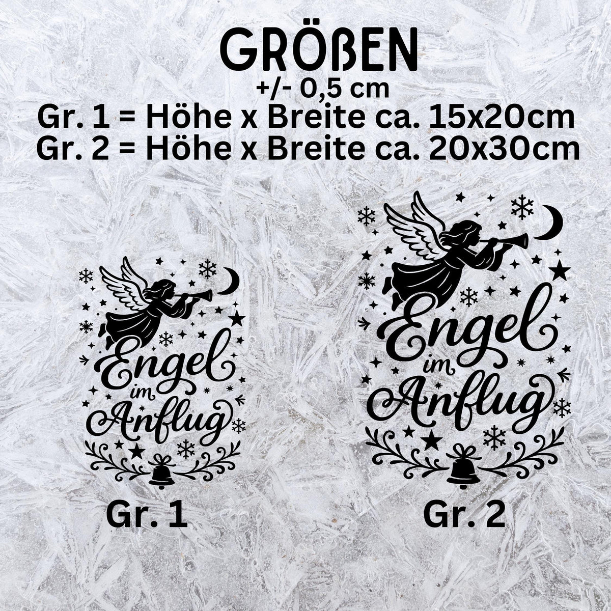 Fensterbild Sticker Engel im Anflug | Vinyl Aufkleber | Weihnachtsdeko Handmade ,Deko für Advent u. Weihnachten, Fensteraufkleber Exklusiv