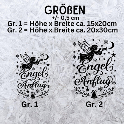 Fensterbild Sticker Engel im Anflug | Vinyl Aufkleber | Weihnachtsdeko Handmade ,Deko für Advent u. Weihnachten, Fensteraufkleber Exklusiv