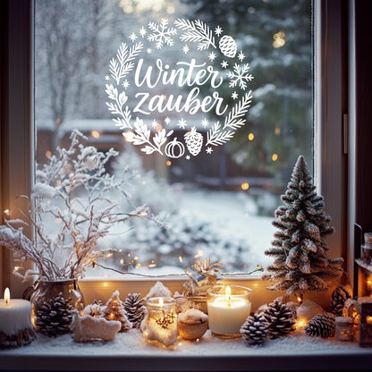Fensterbild Sticker Winterzauber | Aufkleber| saisonale Deko für Winterzeit , Advent und Weihnachten, Fensteraufkleber , Exklusives Design