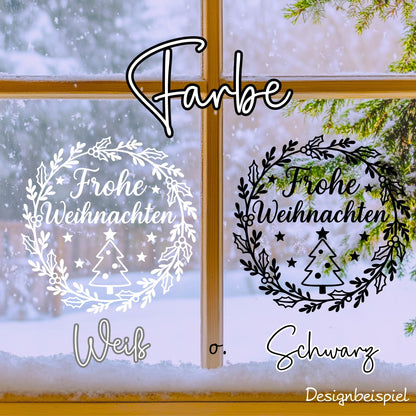 Weihnachtsfensterbild Frohe Weihnachten Mistelkranz Tanne Aufkleber | Weihnachtsdeko ,Deko Winter, Advent Weihnachtskranz ,Fensteraufkleber