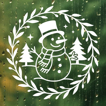 Fensteraufkleber Skandi Weihnachten , Schneemann Weihnachtskranz ,Fensterbild ,DIY Aufkleber, Weihnachtsfensterbild Stil Minimalistisch Deko