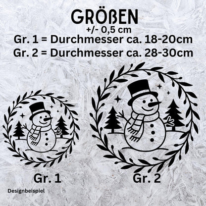 Fensteraufkleber Skandi Weihnachten , Schneemann Weihnachtskranz ,Fensterbild ,DIY Aufkleber, Weihnachtsfensterbild Stil Minimalistisch Deko