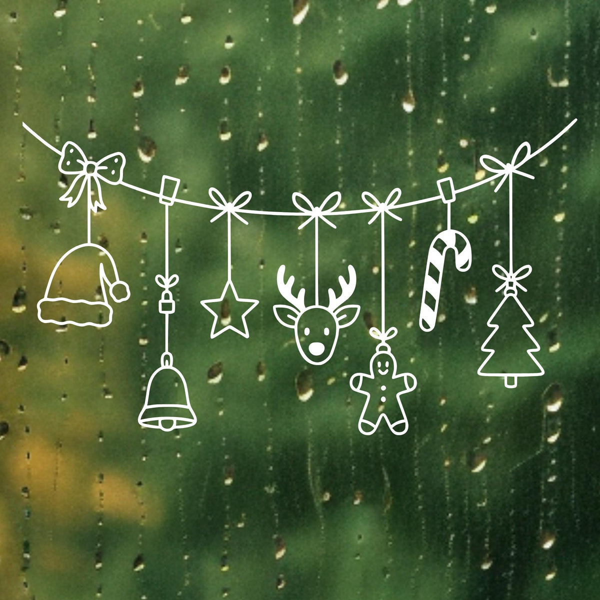 Fensterbild Weihnachtsgirlande, Weihnachtliche Fensterdekoration, Winterdekoration , Girlande, Schaufenster , XXL Deko, 2 in Farben 2 Größen
